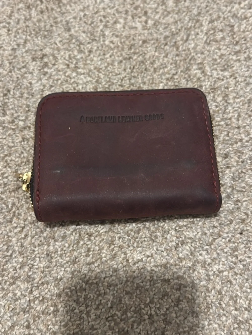 Portland Leather Burgundy Zip Card Holder
